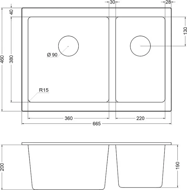Мойка кухонная Emar Quartz EMQ-2665.PL Антрацит Sancos — Оригинал