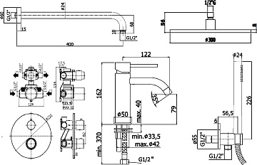 Комплект для ванной Paffoni Light KITLIQ018CR071KING С ВНУТРЕННЕЙ ЧАСТЬЮ, верхний душ 30 см, с термо