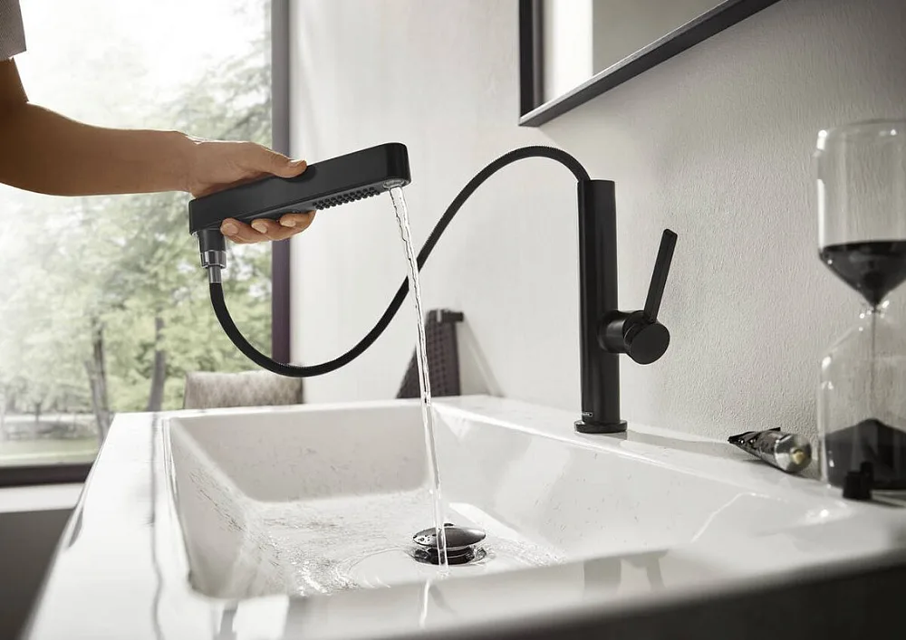 Смеситель для раковины Hansgrohe Finoris 230 76063670 матовый черный Sancos — официальный сайт