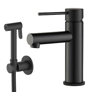 Смеситель для раковины Timo Saona 2360/03G, с гигиеническим душем, черный