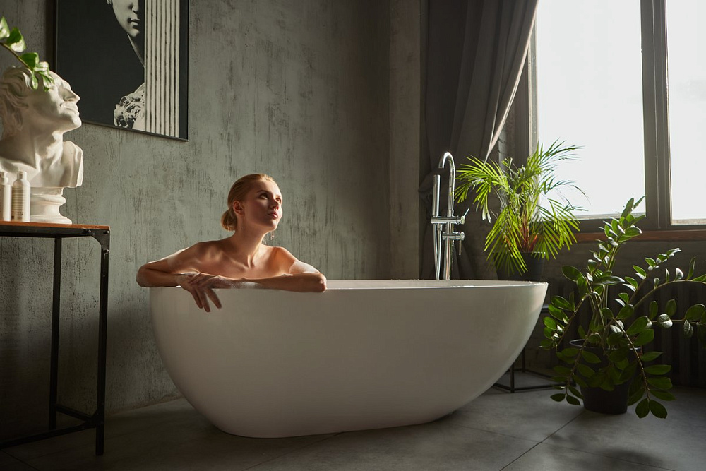 Ванна из искусственного камня Marmo Bagno Венеция 170x85 см, отдельностоящая, белая, овальная