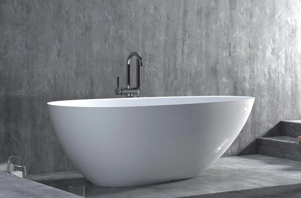 Ванна из искусственного камня Salini Paola In S-Sense 160x75 см, отдельностоящая, белая, овальная, с Sancos — официальный сайт