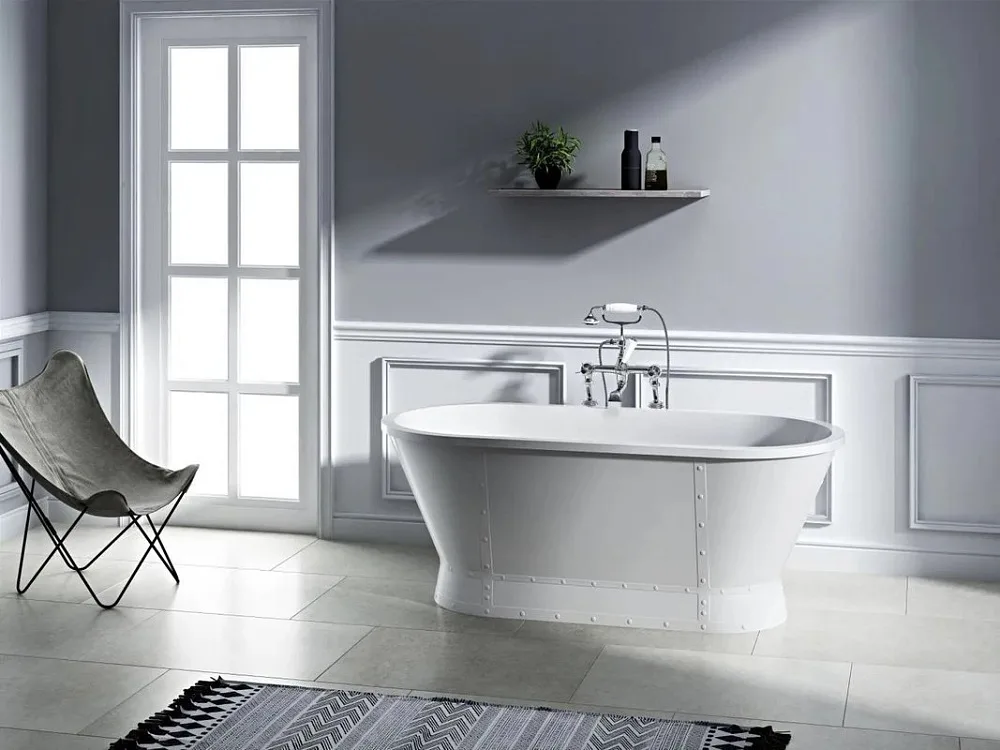 Акриловая ванна BelBagno BB35 170x80 см, отдельностоящая, белая, овальная, на ножках Sancos — официальный сайт