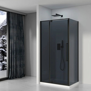 Душевой уголок Black&White Stellar Wind S818 BG 100х80, профиль черный, стекло тонированное