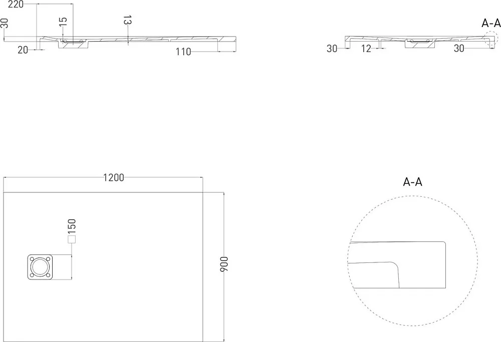 Поддон для душа Salini Oasi 120x90 см, S-Stone, матовый Sancos — официальный сайт