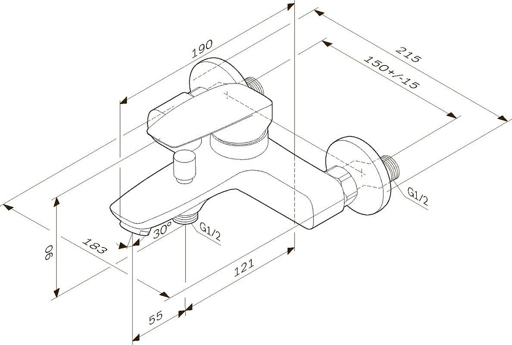 Смеситель для ванны с душем AM.PM Tender F45A10022