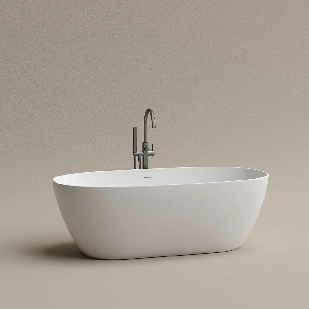 Акриловая ванна Sancos Oval FB21 170x80 см, отдельностоящая, белая, с каркасом, со сливом-переливом Sancos — официальный сайт