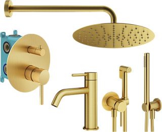 Комплект для ванной Plumberia Selection Ixo KITZXO18OB53 С ВНУТРЕННЕЙ ЧАСТЬЮ, брашированное золото