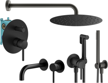 Комплект для ванной Plumberia Selection Ixo KITZXO18NO210 С ВНУТРЕННЕЙ ЧАСТЬЮ, черный матовый