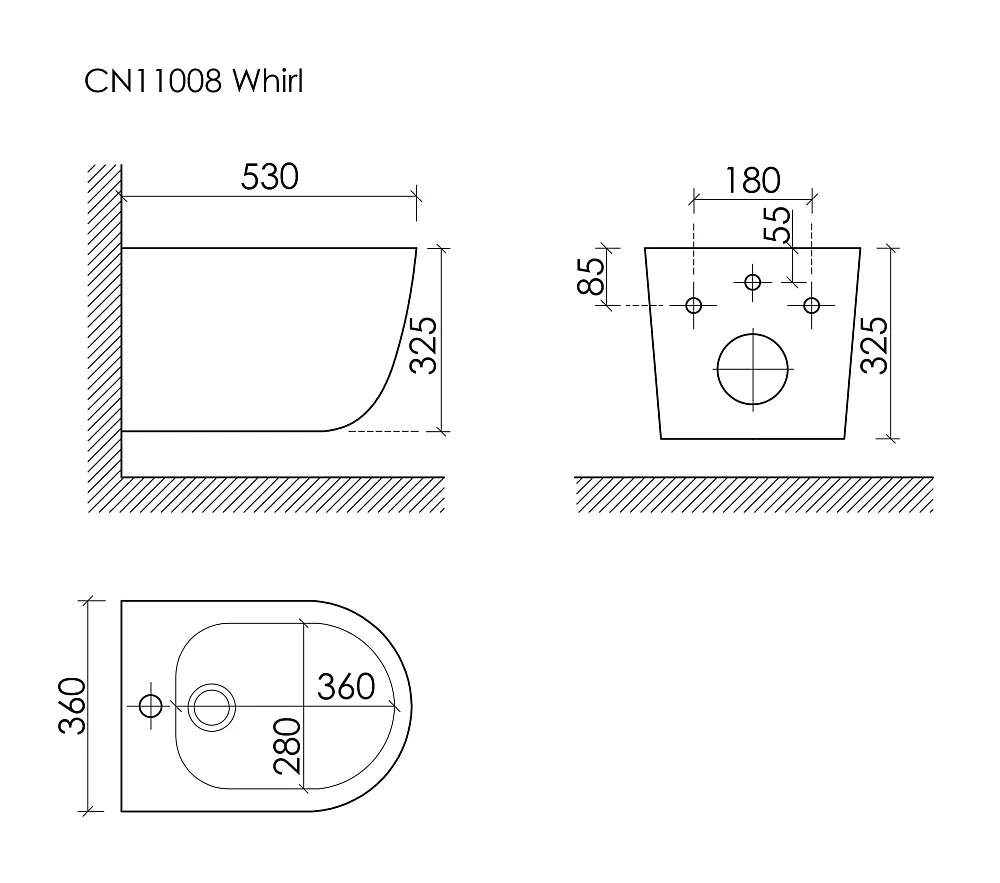 Биде подвесное Ceramicanova Whirl CN11008 белый Sancos — официальный сайт