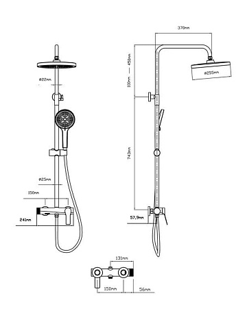Душевая стойка Vincea Arco VSFS-4AR1CH, с изливом, хром