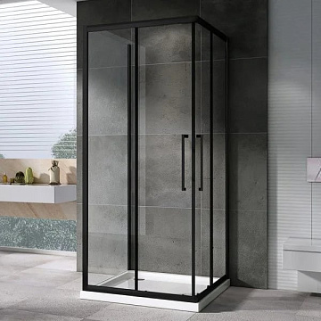 Душевой уголок Abber Schwarzer Diamant AG02100BH-S100B 100x100, профиль черный, стекло прозрачное