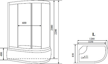 Душевая кабина Timo Standart T-1120L с высоким поддоном, с сиденьем
