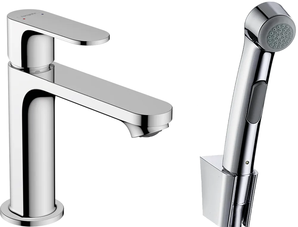 Смеситель для раковины Hansgrohe Rebris S 72215000 с гигиеническим душем, хром Sancos — официальный сайт