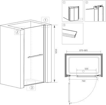 Душевой уголок RGW Passage PA-03+100 см (87-88,5)x100x185 профиль хром, стекло прозрачное
