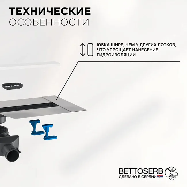 Душевой трап (лоток) BETTOSERB Frameless Line 850 белый матовый Sancos — Оригинал