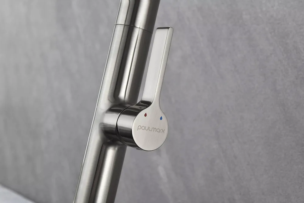 Смеситель для кухни Paulmark BARREL Ba214029-BS нержавеющая сталь Sancos — официальный сайт
