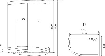Душевая кабина Timo Standart T-6602 B R, профиль черный, с низким поддоном