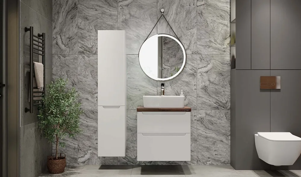 Зеркало круглое Jorno Wood 50 с подсветкой, кожаный ремень Sancos — официальный сайт