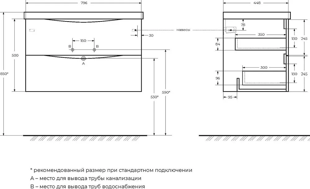 Тумба под раковину без столешницы BelBagno Marino 80 bianco lucido, подвесная Sancos — официальный сайт