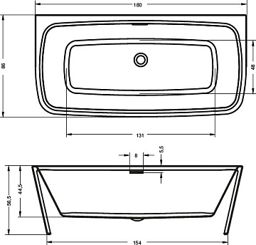Акриловая ванна Riho Adore FS 180x85 см, B086001005