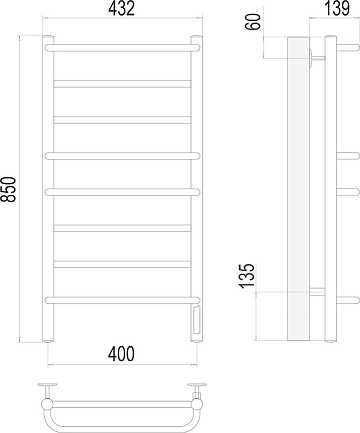 Полотенцесушитель электрический Terminus Евромикс П8 400x850