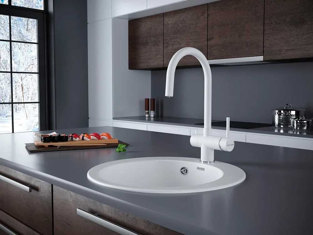 Смеситель для кухни Paulmark Heller He213218-WH белый матовый Sancos — официальный сайт