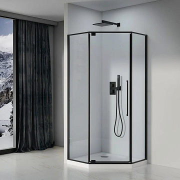 Душевой уголок Black&White Stellar Wind S815 BC 100х100, профиль черный, стекло прозрачное