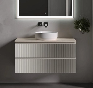 Тумба с раковиной Sancos Snob R 100 см, beige soft, столешница бежевая, раковина CN6022