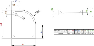Поддон для душа Radaway Siros E 90x80 compact L