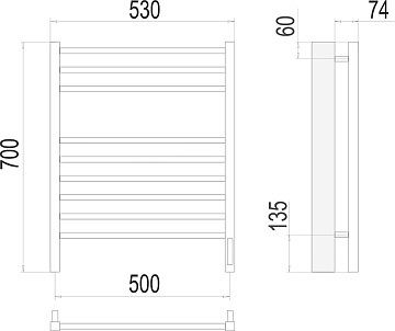 Полотенцесушитель электрический Terminus Сицилия П9 50x70, sensor quick touch