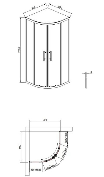 Душевой уголок Timo TPSS-90/17C-8 90x90 см, профиль матовое золото, стекло прозрачное