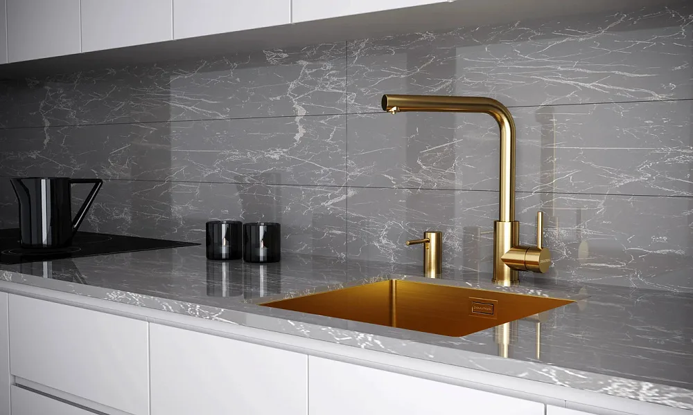Смеситель для кухни Paulmark Twin Tw213622-BG брашированное золото Sancos — официальный сайт