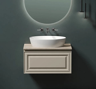 Тумба с раковиной Sancos Very 80 см, beige soft, столешница бежевая, раковина CN5018