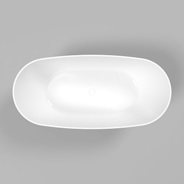 Ванна из искусственного камня WHITECROSS Onyx D 160x75 см, отдельностоящая, белая, овальная, с донны