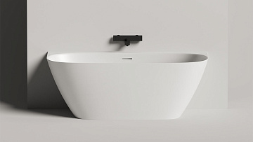 Ванна из искусственного камня Salini Sofia Wall S-Sense 160x80 см, пристенная, белая, овальная, с до