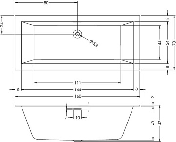 Акриловая ванна Riho Rething Cubic 160x70 см, B104001005