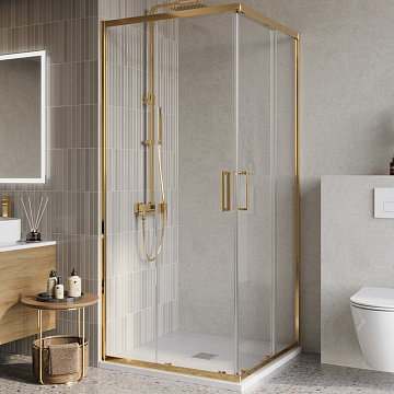 Душевой уголок BelBagno Luce A-2-90-C-ORO 90x90, профиль золото, стекло прозрачное