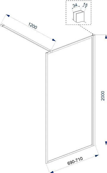 Душевая перегородка Veconi Korato KR80-70-01-C8 70 см