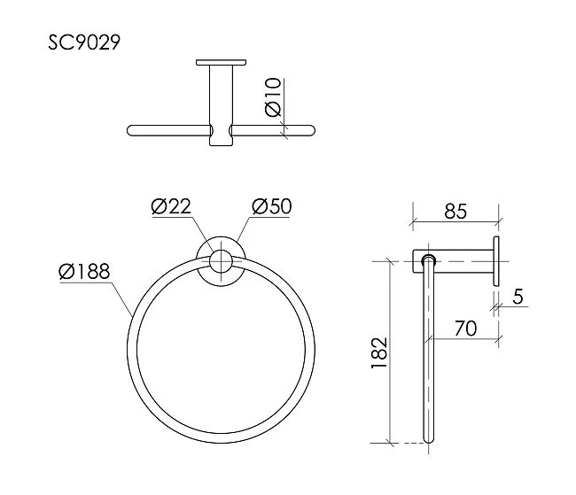 Полотенцедержатель Sancos Base SC9029MB черный матовый Sancos — Оригинал