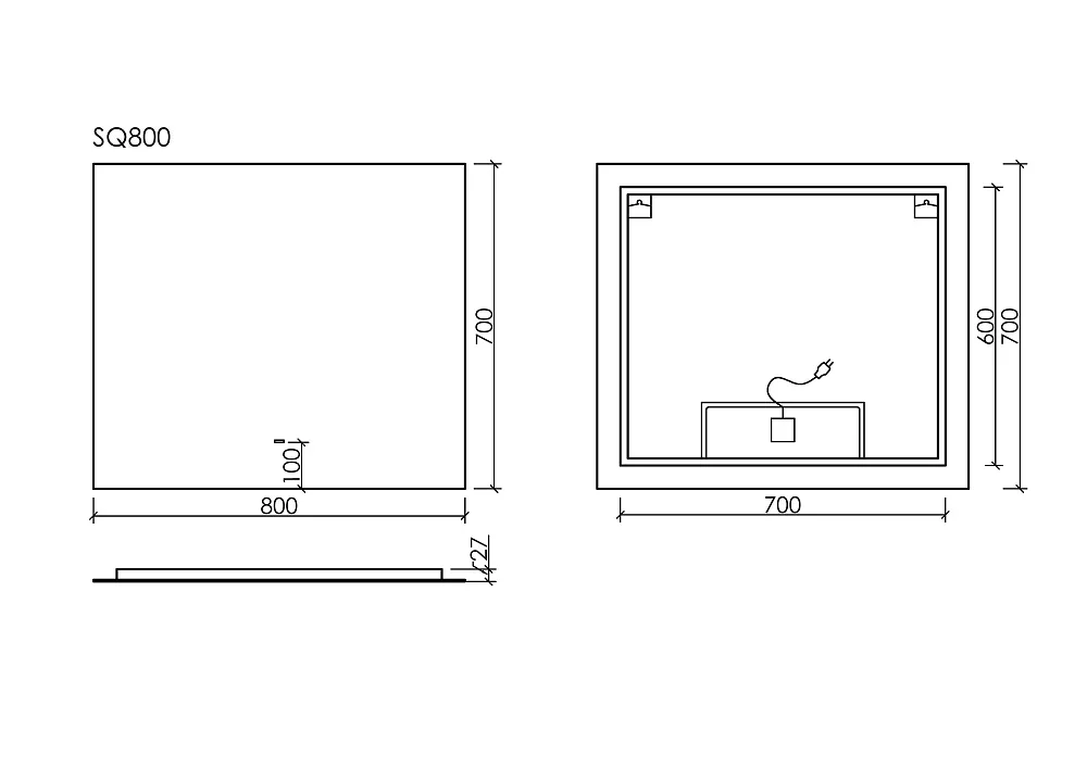 Зеркало Sancos Square 2.0 SQ2.800 80 см Sancos — официальный сайт