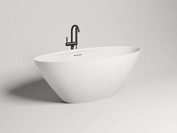 Ванна из искусственного камня Salini Diva S-Sense 180x85 см, отдельностоящая, белая, овальная, со сл
