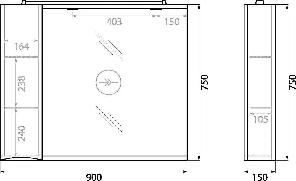 Зеркало BelBagno Marino 90 L 90 Sancos — официальный сайт