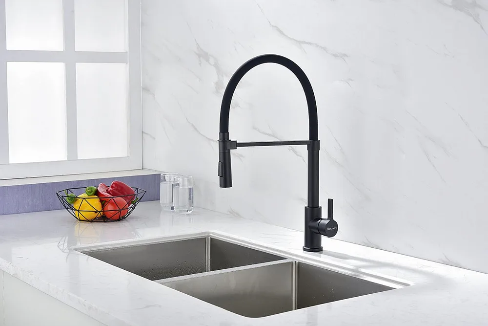 Смеситель для кухни Paulmark Halt Ha214021-AN антрацит, с гибким изливом Sancos — официальный сайт