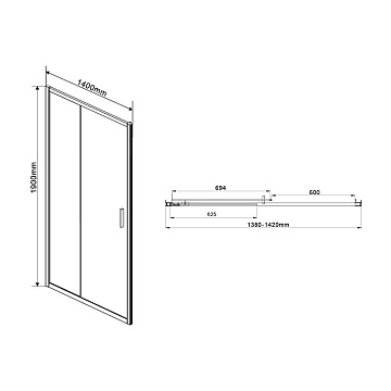 Душевая дверь в нишу Vincea Garda VDS-1G140CLG 140 см, профиль брашированное золото, стекло прозрачн