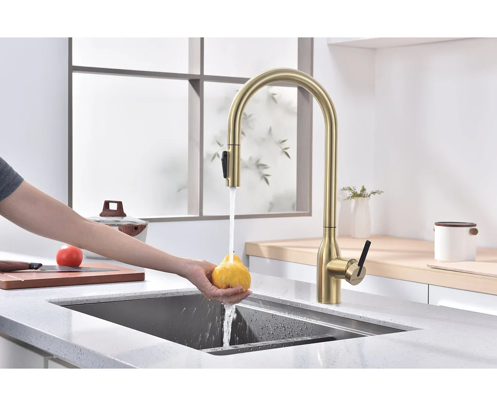 Смеситель для кухни Paulmark Universal Un213880-LG светлое золото Sancos — официальный сайт