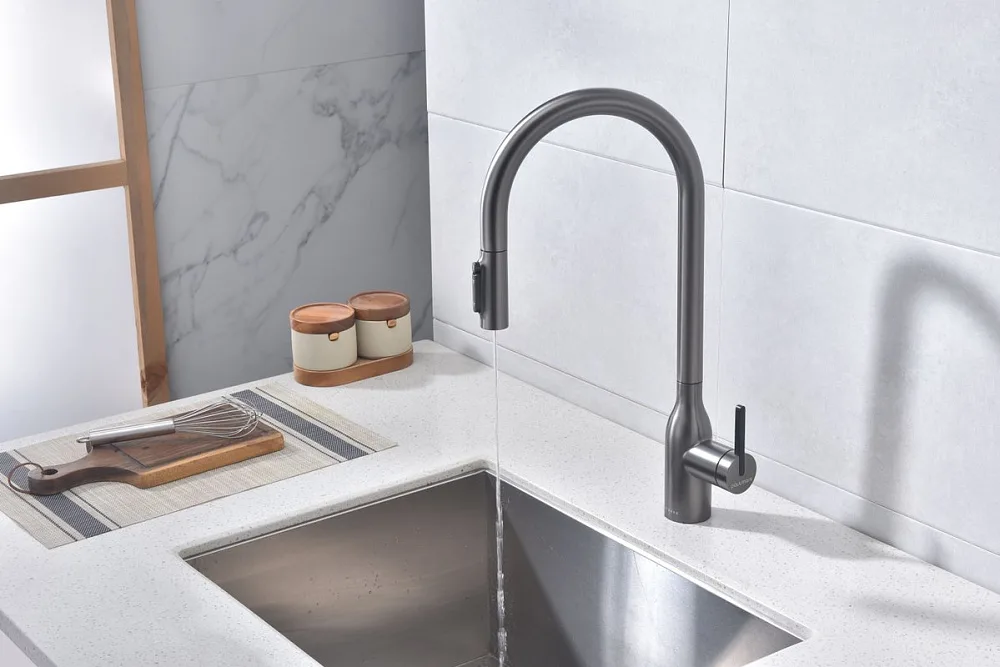 Смеситель для кухни Paulmark Universal Un213880-GM вороненая сталь Sancos — официальный сайт