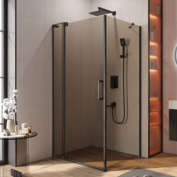 Душевой уголок Cezares Slider AH 1 100-100/110 BR Nero профиль черный, стекло бронза