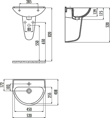 Раковина Creavit Oval TP155-00CB00E-0000 белая глянцевая