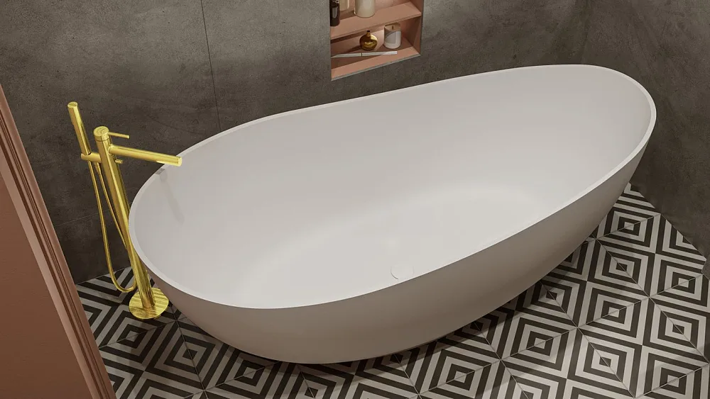 Ванна из искусственного камня WHITECROSS Ruby 170x75 см, отдельностоящая, матовая белая, овальная, с Sancos — официальный сайт